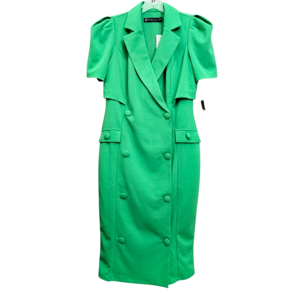 NY & Company Nwt Green Shortsleeve Notched Collar Bodycon Knit Midi Dress